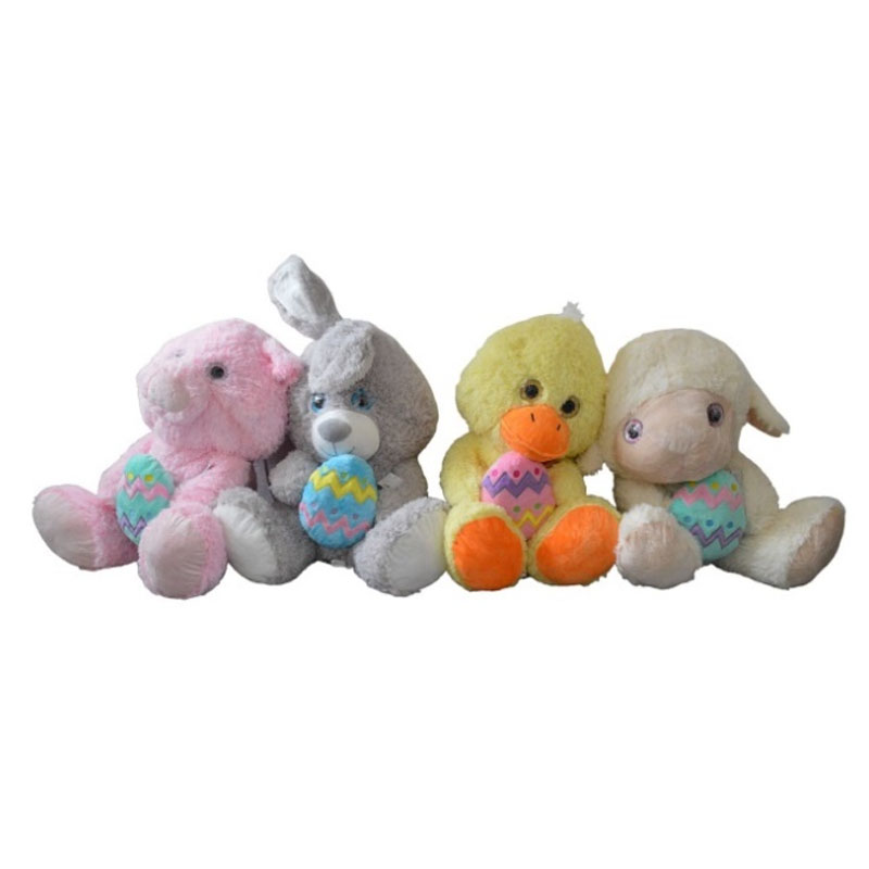 Плюшени играчки с великденско яйце, пате, агне, прасе и заек 75 см