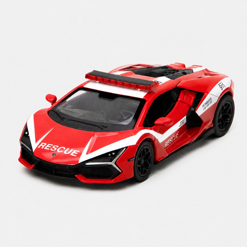 Метална количка Lamborghini Revuelto (Police/ Firefighter Edition) с цвят Червен|Син и код на продукта: 52141