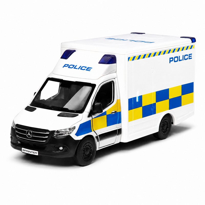 Метален микробус 5" Mercedes-Benz Sprinter (Police Edition) с цвят Черен|Бял и код на продукта: 52149
